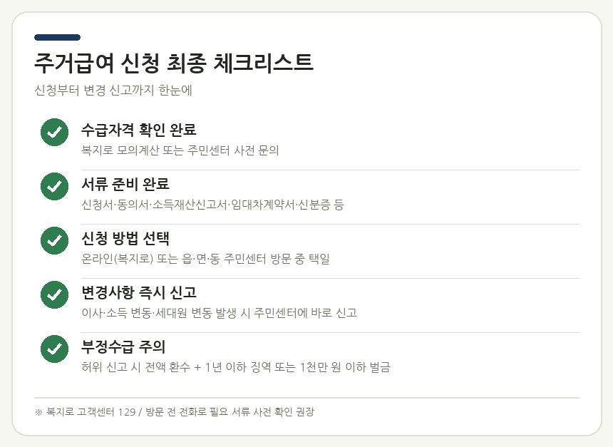 주거급여 신청 최종 체크리스트